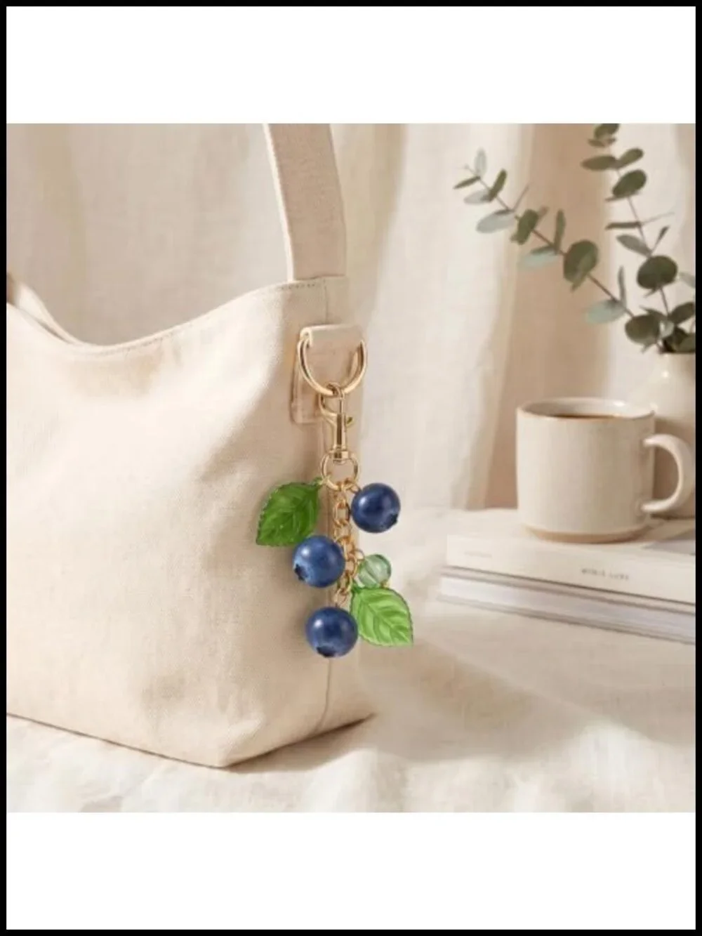 Blueberry Keychain Fruit Bag Charm for Handbags Tote Purse Cute Accessory Gift